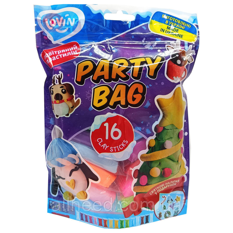 Набір для ліплення з повітряним пластиліном "Party Bag Winter" 70157, 16 стиків, фото 1