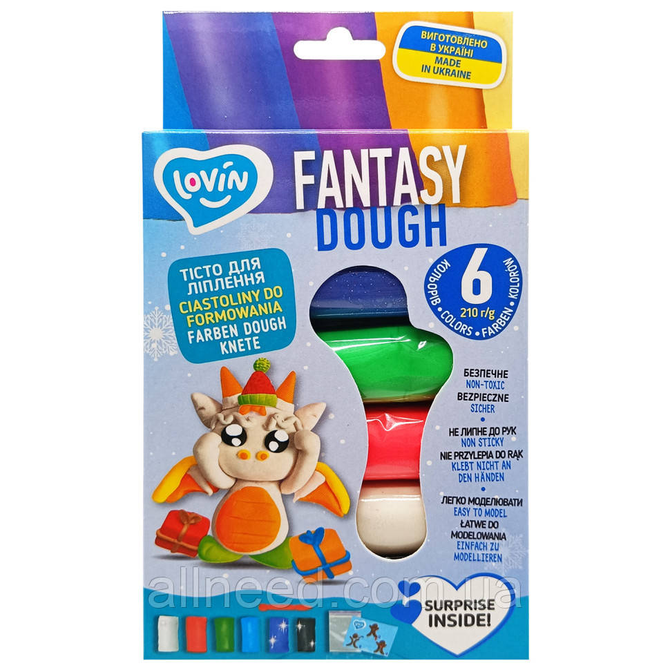 Набір для ліплення з тіста "Fantasy Dough" 41241, 6 кольорів, фото 1