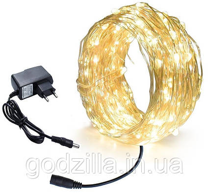 Новорічна гірлянда 100 LED, Довжина 11 М, Білий теплий світло 230В