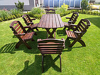 Садові меблі стіл і крісла 6 штук з масиву сосни, Відео ютуб EAE