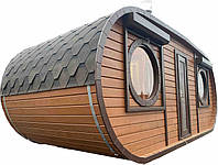 Bathhouse barrel Ovale Fasssauna oval 6.0x2.6m made of thermal timber from the manufacturer Thermowood Product