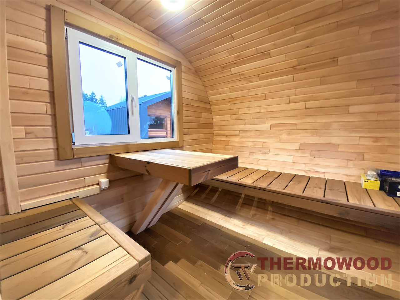 Bathhouse barrel Ovale Fasssauna oval 6.0x2.6m made of thermal timber from the manufacturer Thermowood Product - фото 6 - id-p2026246443