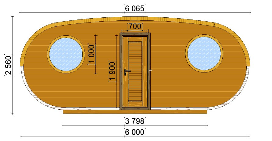 Bathhouse barrel Ovale Fasssauna oval 6.0x2.6m made of thermal timber from the manufacturer Thermowood Product - фото 8 - id-p2026246443