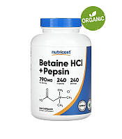 Nutricost, Гідрохлорид бетаїну з пепсином, 240 капсул