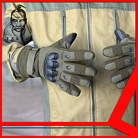 Тактичні рукавички повнопалі oakley з захистом кісточок теплі, армійські рукавички Олива (L)