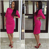 Класична трикотажна сукня жіноча з коротким рукавом жовта сукня до колін однотонна 40 42 44 46 48 50 розмір, фото 9