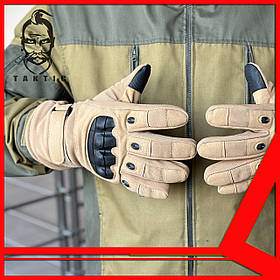 Тактичні рукавички повнопалі oakley з захистом кісточок теплі, армійські рукавички Койот (XL)