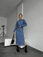 Костюм женский двойка свитер+юбка 42-48 черный, серый, таш(светлый беж), джинс