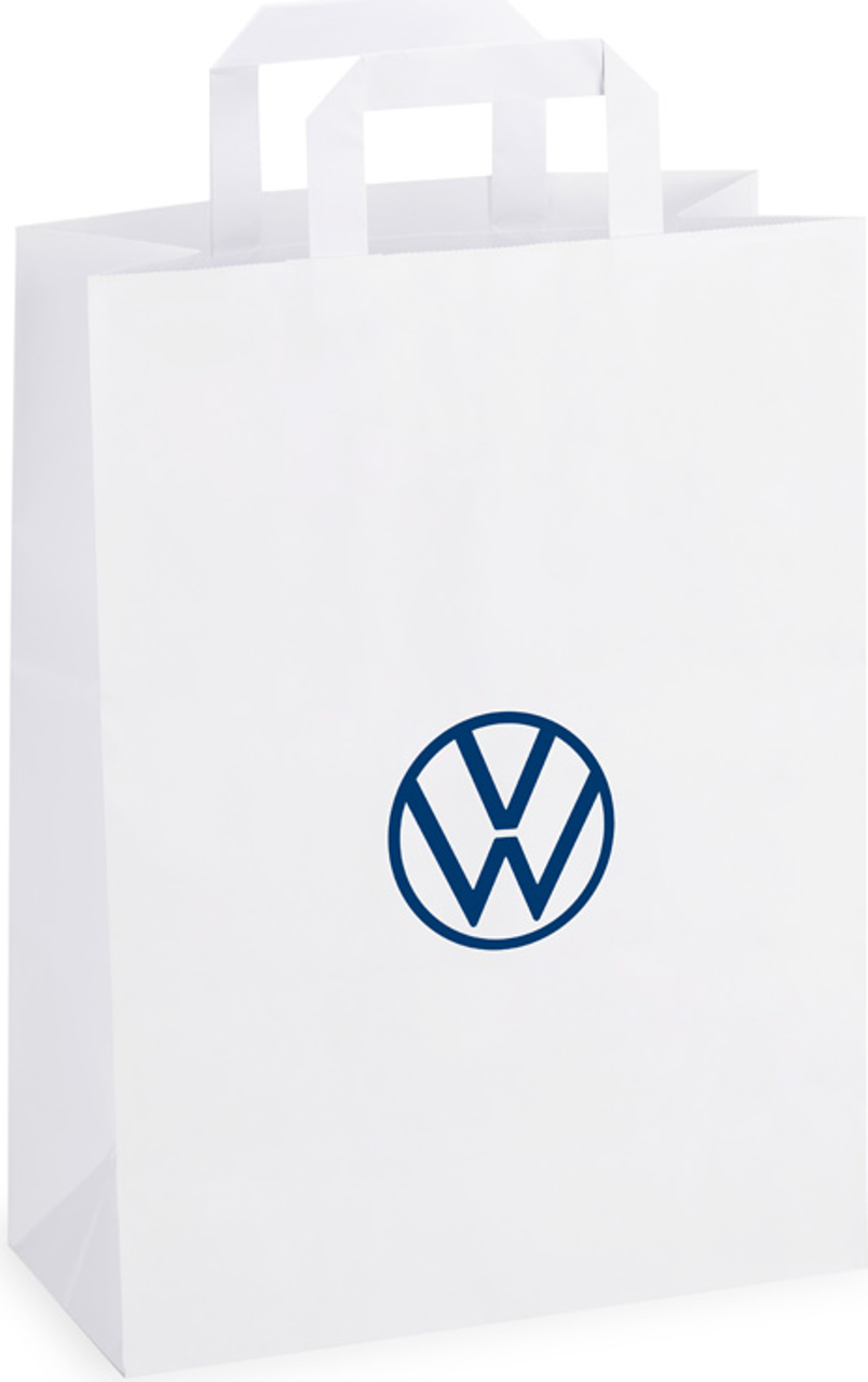 Паперовий подарунковий пакет з ручками Volkswagen Logo Paper Bag White, 26 x 12 x 35 см.000087317BH