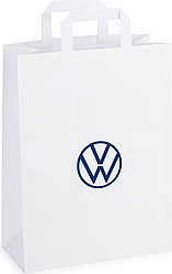 Паперовий подарунковий пакет з ручками Volkswagen Logo Paper Bag White, 26 x 12 x 35 см.000087317BH