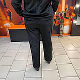 Штани жіночі теплі прямі велюр на хутрі рубчик на резинці 50 чорні, фото 7