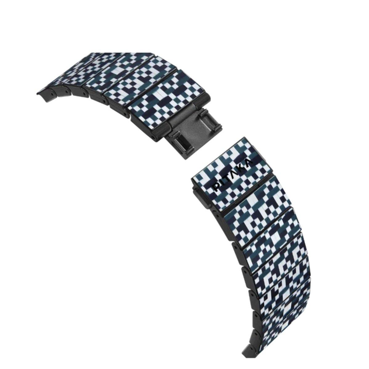 Ремінець Pitaka Dreamland Mosaic Chroma Carbon Band для Apple Watch 49/45/44mm Black/White (AWB2303), фото 1