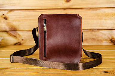 Чоловіча сумка Кріс з натуральної шкіри колір Вишня