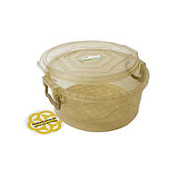 Пластиковий контейнер для продуктів харчування 3,4Л с крышкой, круглый, пластик, прозрачный беж SNMZ, фото 3
