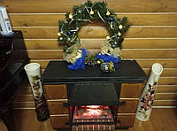 Новогодний венок рождественский декор с гирляндой, диаметр 60 см с подарком