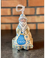 Сувенір текстильний новорічний ванільний "Миколайчик в білому плащі" ручної роботи, handmade святковий декор
