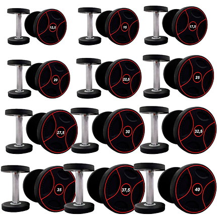 Гантель нерозбірна сталева гантель професійна поліуретанова з хромованою ручкою Stein 20 кг., фото 3