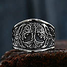 Кільце печатка перстень чоловіче сталеве IGGDRASIL 19 з медичної нержавіючої сталі з Деревом, фото 6