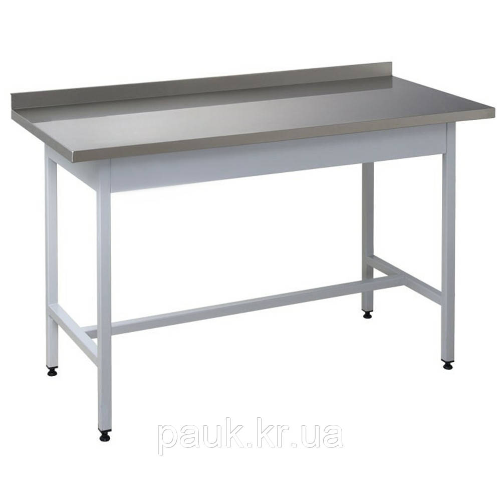 Стіл на кухню виробничий 700х1200 мм СВ-1, виробничий стіл з пристінним бортом, металевий кухонний стіл
