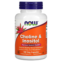 Холин и инозитол, Choline & Inositol NOW Foods, 100 растительных капсул