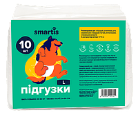 Подгузники Smartis L 10ш для сук Для ежедневного использования 52x32 см. Для собак и кошек