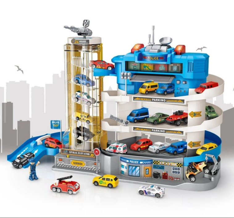 Дитячий Паркінг - гараж поліцейський для машинок 4 поверхи з ліфтом. Е 7004, фото 1