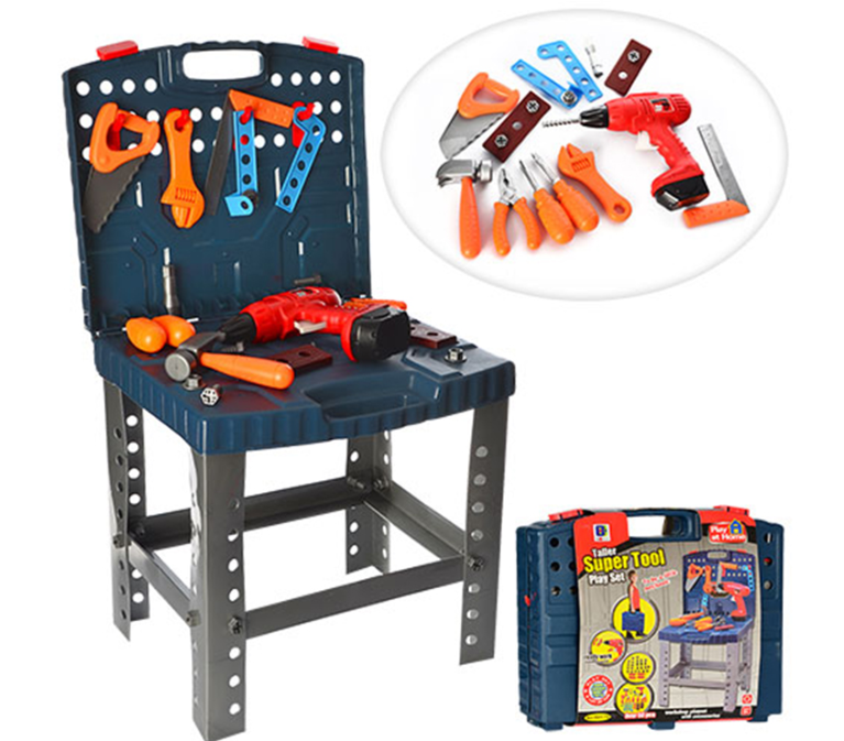 Дитячий ігровий набір інструментів QIALITY SUPER TOOL у валізі з механічним дрилем, 50 деталей.661-74