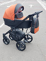 Универсальная детская коляска трансформер с модульной системой 2в1 ALMONDO Экокожа-текстиль оранжевая