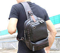 Сумка-рюкзак слинг мужская на плечо однолямочный Черный (код: 502) e11p10