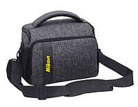 Сумка для фотоаппарата Nikon D Никон с дождевиком противоударная Серый с черным ( код: IBF058SB ) e11p10