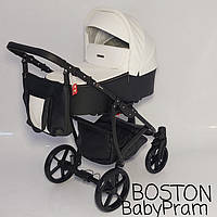 Универсальная детская коляска трансформер 2в1 BOSTON эко-кожа все сезонная коляска белая