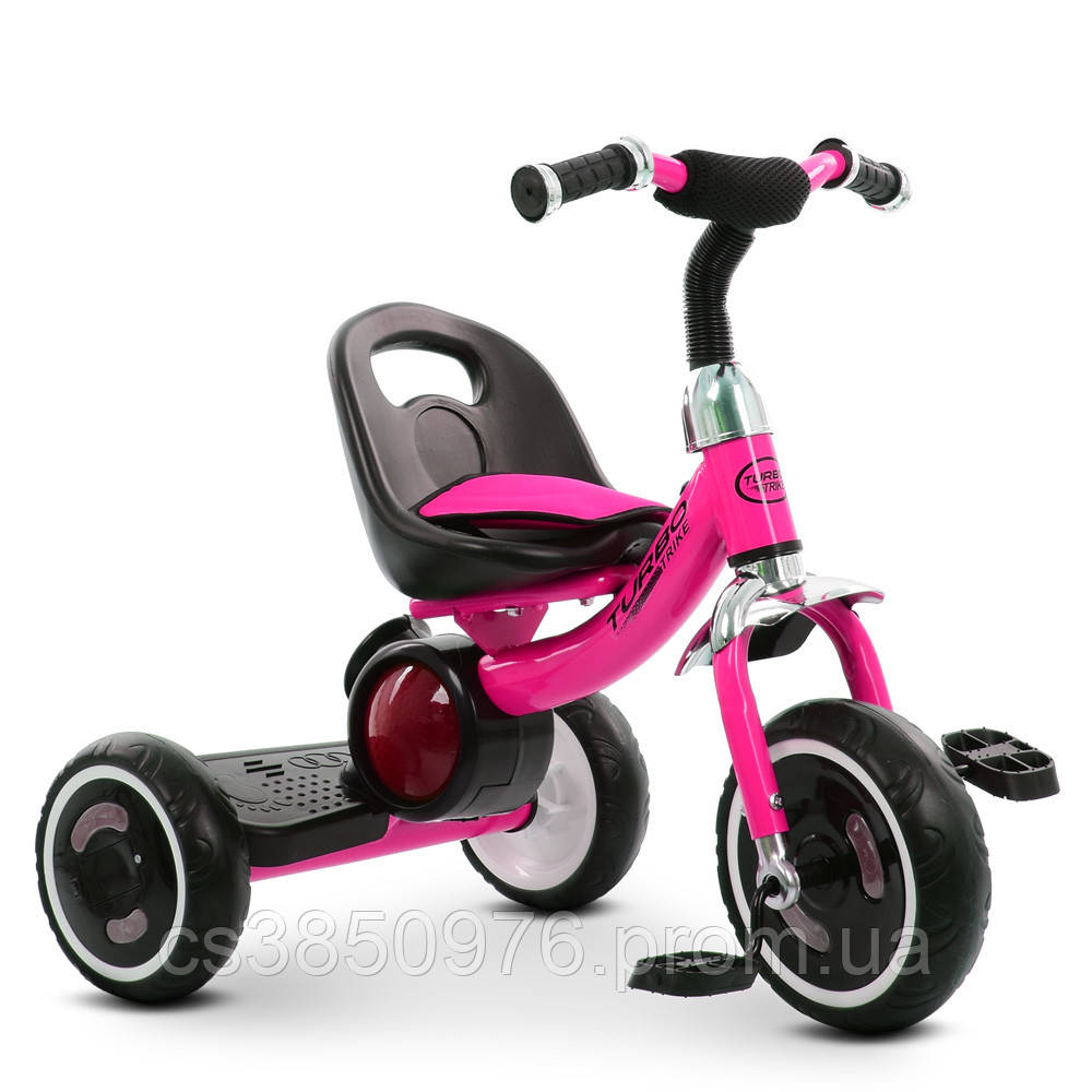 Дитячий триколісний велосипед Turbo Trike з підсвіткою коліс і музикою М 3650-6 малиновий