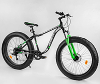 Спортивный двухколесный велосипед 26 дюймов фэтбайк CORSO «Avalon» 95583 черно-зеленый