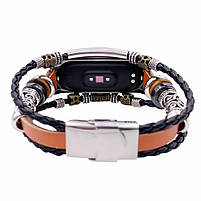 Ремінець вінтажний для фітнес-браслета Xiaomi Mi Band 3 і 4 Type A2 Brown-silver, фото 3