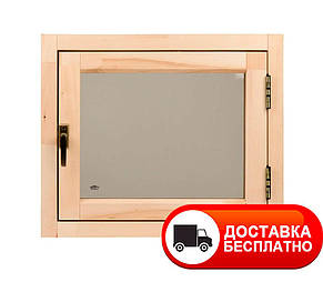 Вікно для сауни Tesli дерев'яне 500х600 мм поворотне ЭКО, фото 1