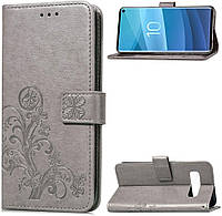 Чохол Clover для Samsung Galaxy S10 / G973 книжка шкіра PU з візитницею сірий
