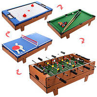Настольная деревянная игра 4в1 футбол,тенис,хоккей,бильярд Bambi HG207-4