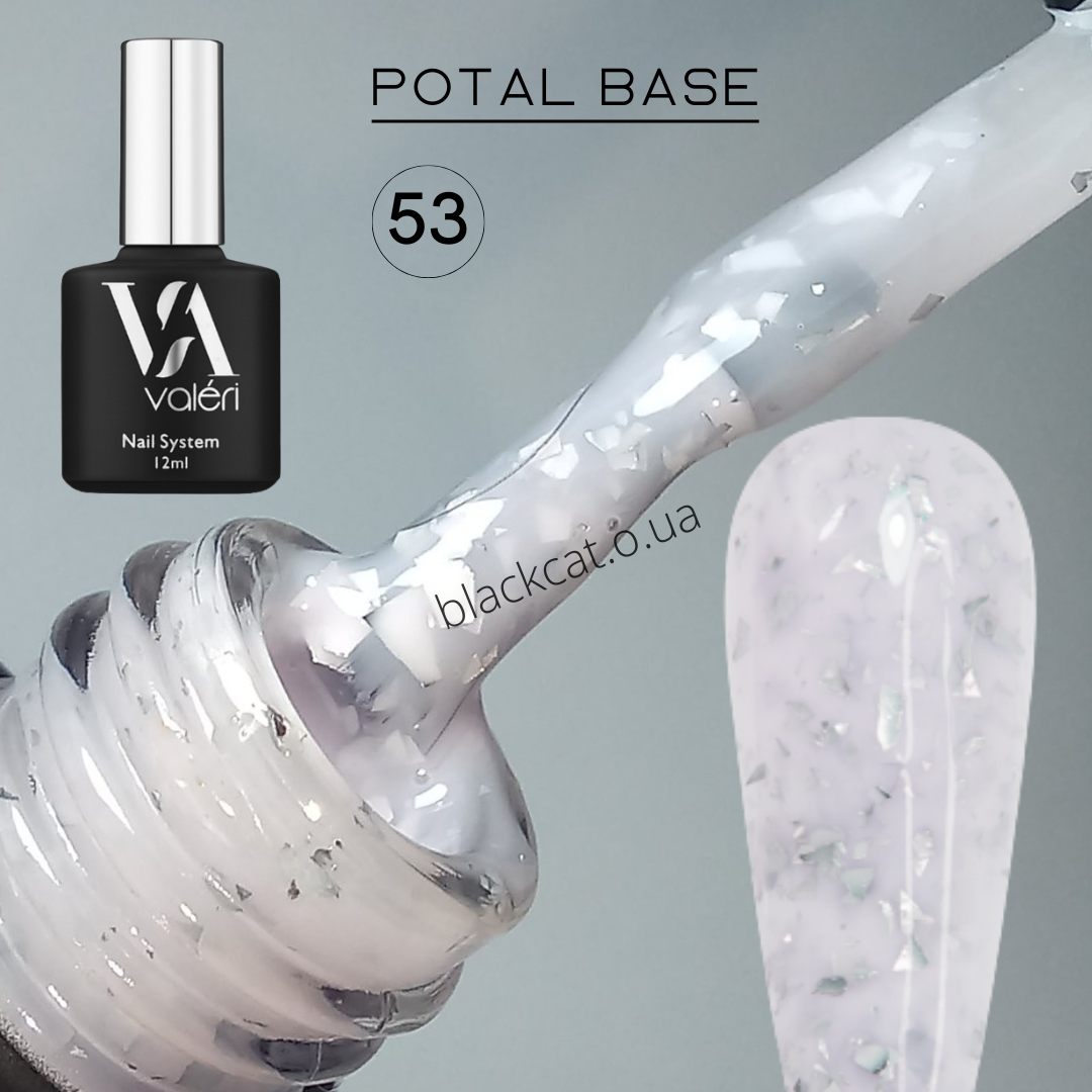 База лілова iз поталлю срібло для нігтів Potal  base Valeri 12 ml