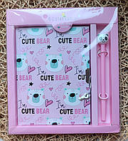 Подарочный набор для девочки блокнот с замочком и ручка