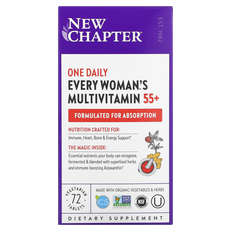 Мультивітаміни для жінок 55+, 72 вегетаріанських таблеток, New Chapter, Every Woman