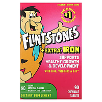 Детский мультивитамины с железом Флинстоун, фруктовые вкусы, 60 жевательных таблеток, Flintstones