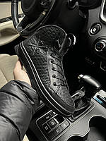 Зимние черные кожаные мужские кроссовки Philipp Plein