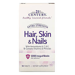 Вітаміни для волоссяя, шкіри і нігтів, hair skin nails 90 таблеток, 21st Century