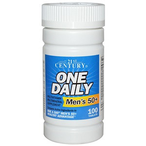 Мультивітаміни і мінерали для чоловіків 50+, 100 таблеток, 21st Century One Daily Men