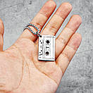 Чоловічий кулон підвіска з ланцюжком CASSETTE на шию з медичної сталі під срібло з Аудіокасетою, фото 4