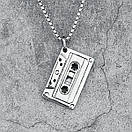 Чоловічий кулон підвіска з ланцюжком CASSETTE на шию з медичної сталі під срібло з Аудіокасетою, фото 8
