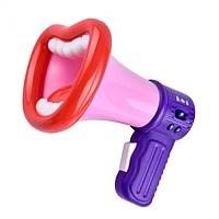 Мегафон громкоговоритель для записи голоса и функцией изменения голоса цвет розовый
