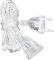 Подовжувач перехідник для гірлянд прозорий ПВХ 2м з вилкою