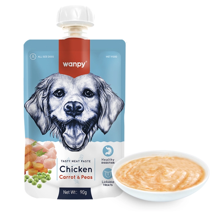 Рідкі ласощі для собак Wanpy (Ванпі) Chicken Carrot & Pea крем-суп з куркою та морквою 90 г