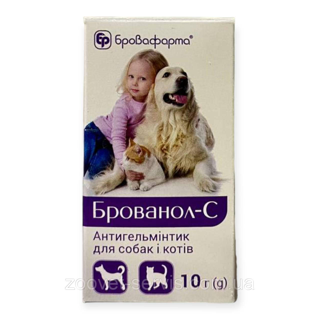 Суспензія антигельмінтна комбінована Брованол-С 10 г проти круглих та стрічкових гельмінтів собак та котів, Бровафарма